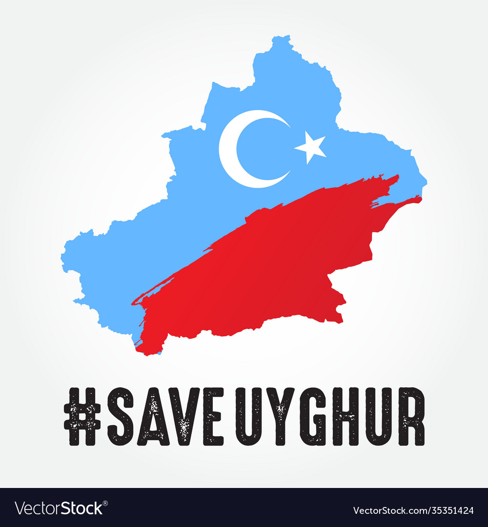 Save uyghur with map Royalty Free Vector Image