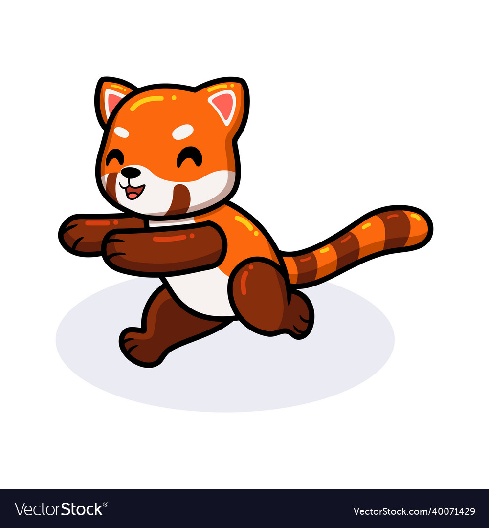 Cute little red panda cartoon walking Royalty Free Vector