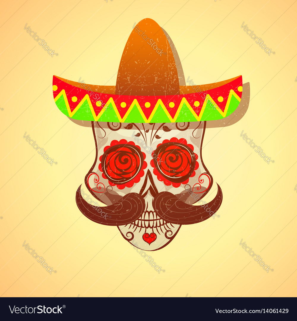 Mexican skull with patterns Royalty Free Vector Image