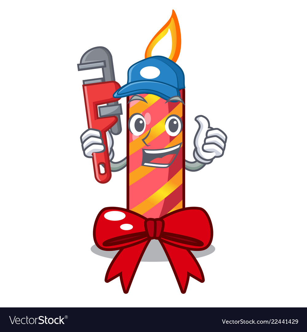 Plumber decorative christmas candles isolated Vector Image