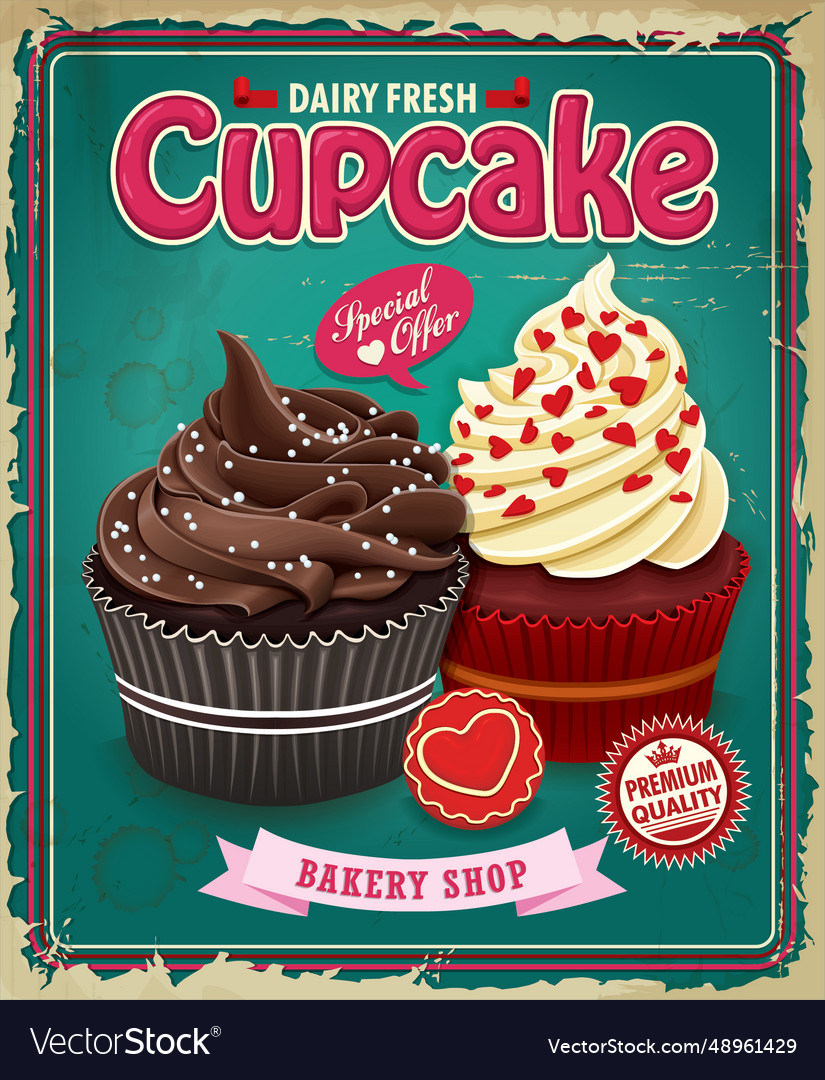 Vintage Cupcake Poster Design Royalty Free Vector Image 3334