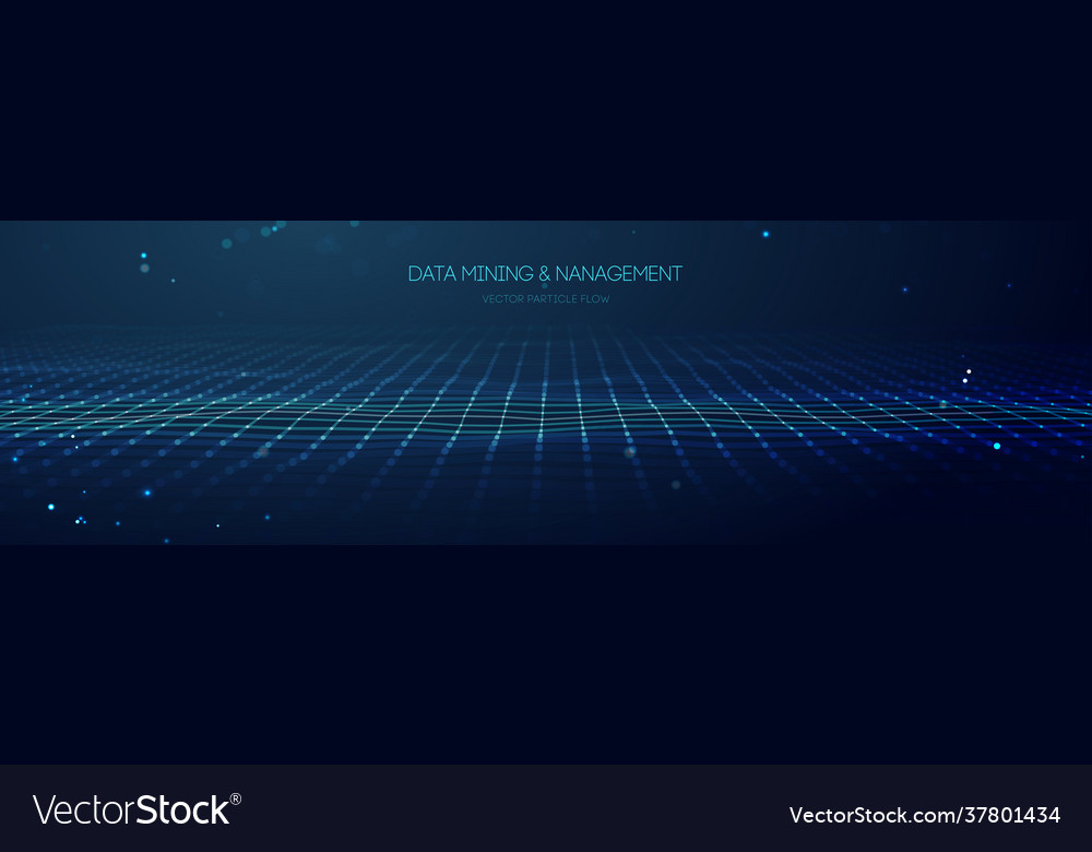 Data mining and management flow banner royalty free vector