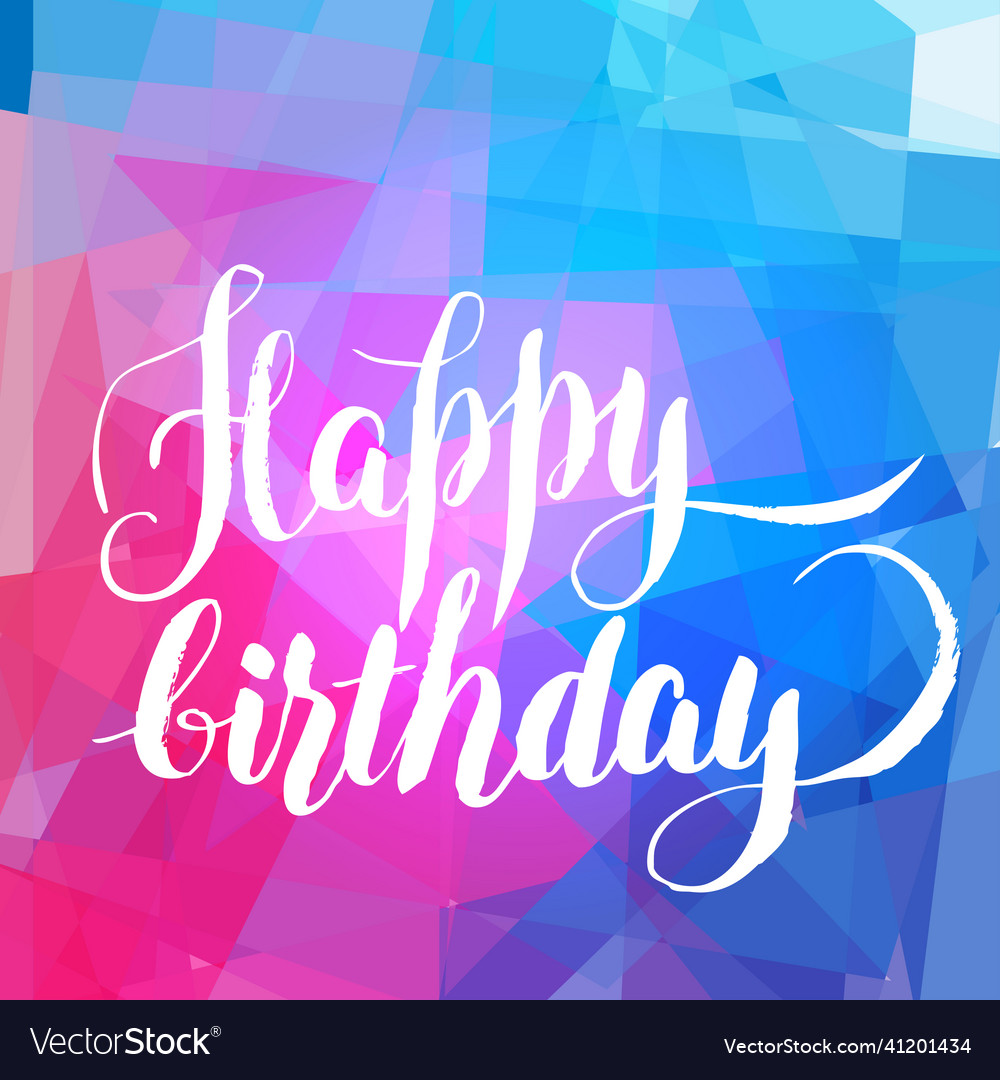 Happy birthday lettering over mosaic background Vector Image