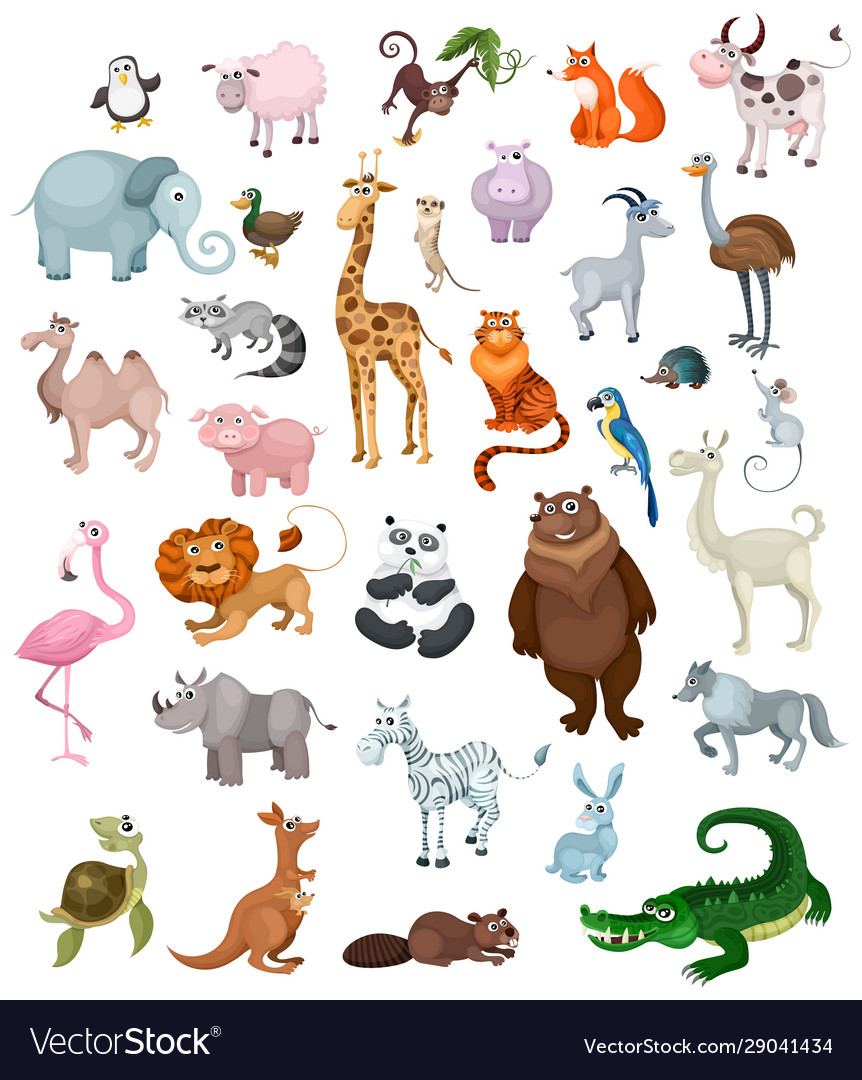 Set animals Royalty Free Vector Image - VectorStock