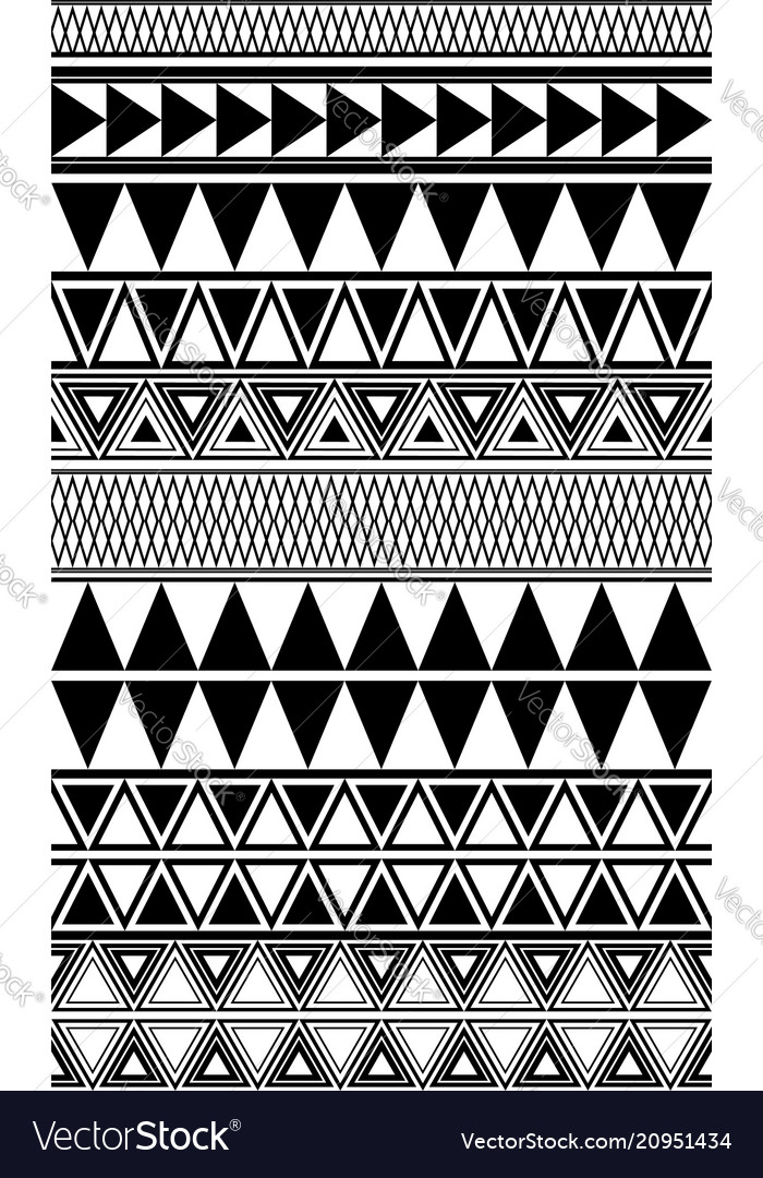 Set black and white geometric seamless borders Vector Image