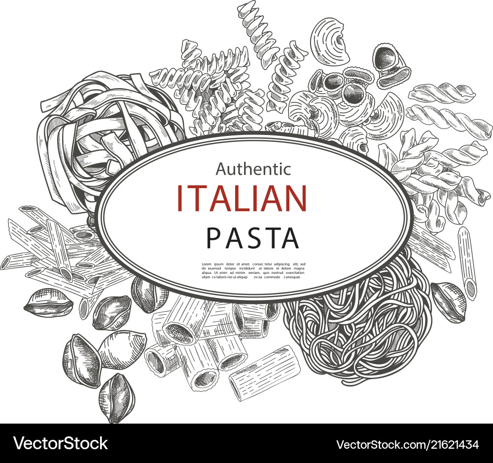 Sketch Pasta Banner Hand Drawn Royalty Free Vector Image