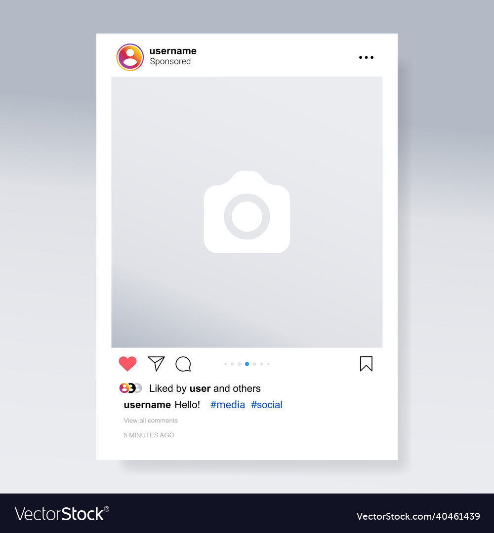 Screen interface in social media application Vector Image