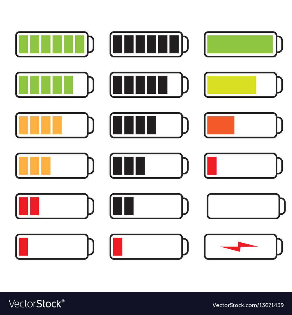 Set of batteries Royalty Free Vector Image - VectorStock