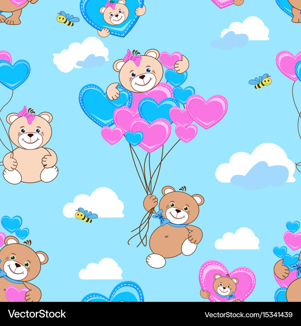 Teddy bears seamless pattern Royalty Free Vector Image