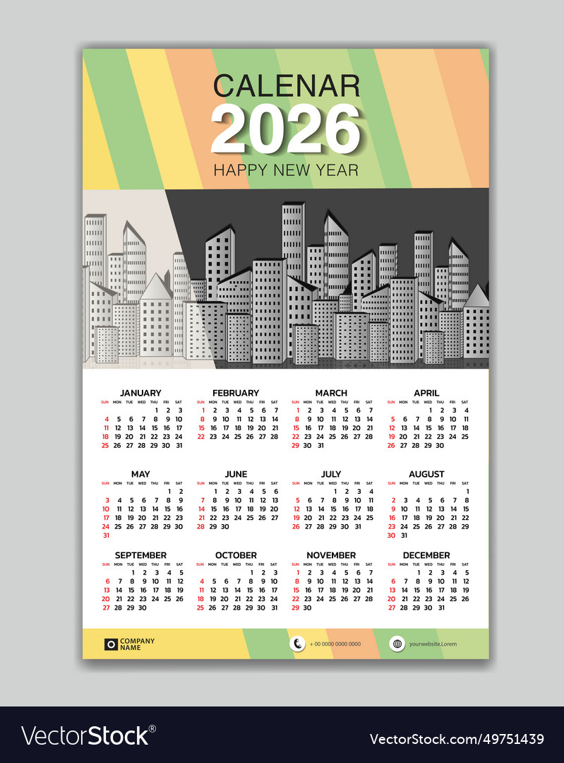 Wall calendar 2026 year geometric template Vector Image