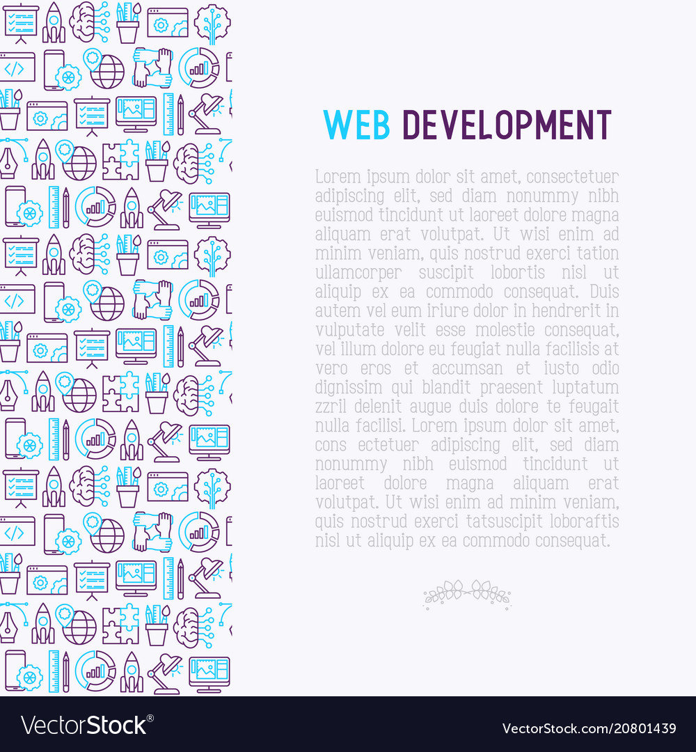Web development concept with thin line icons Vector Image