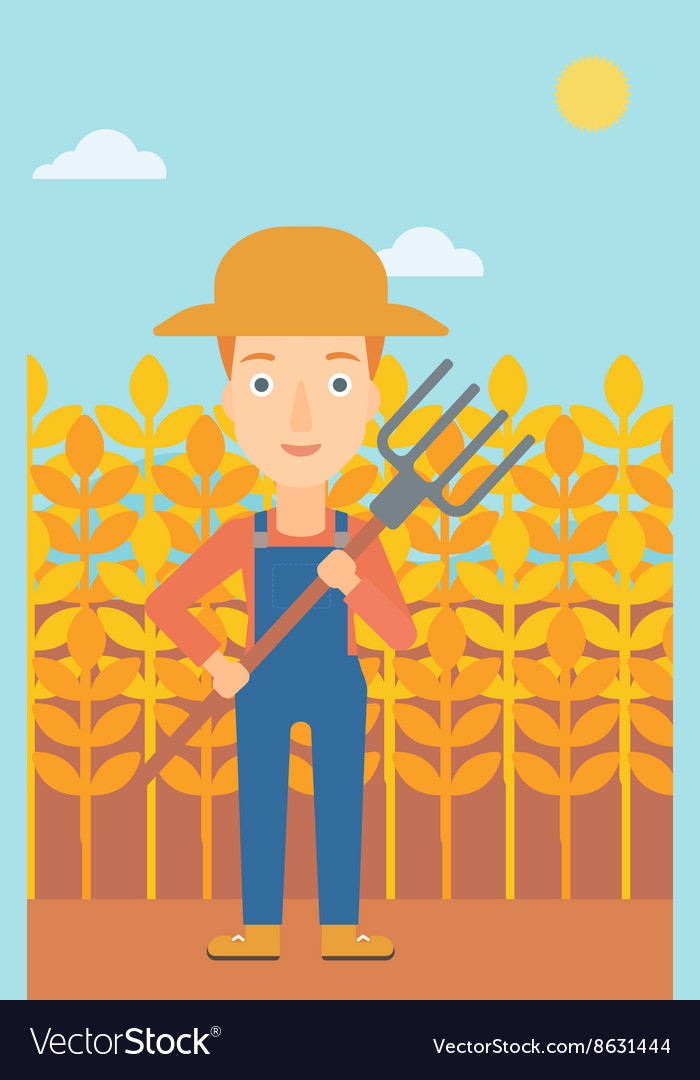 Farmer with pitchfork Royalty Free Vector Image