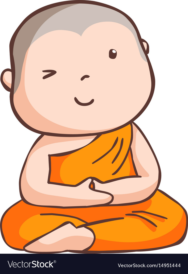 Happy little neophyte take meditate Royalty Free Vector