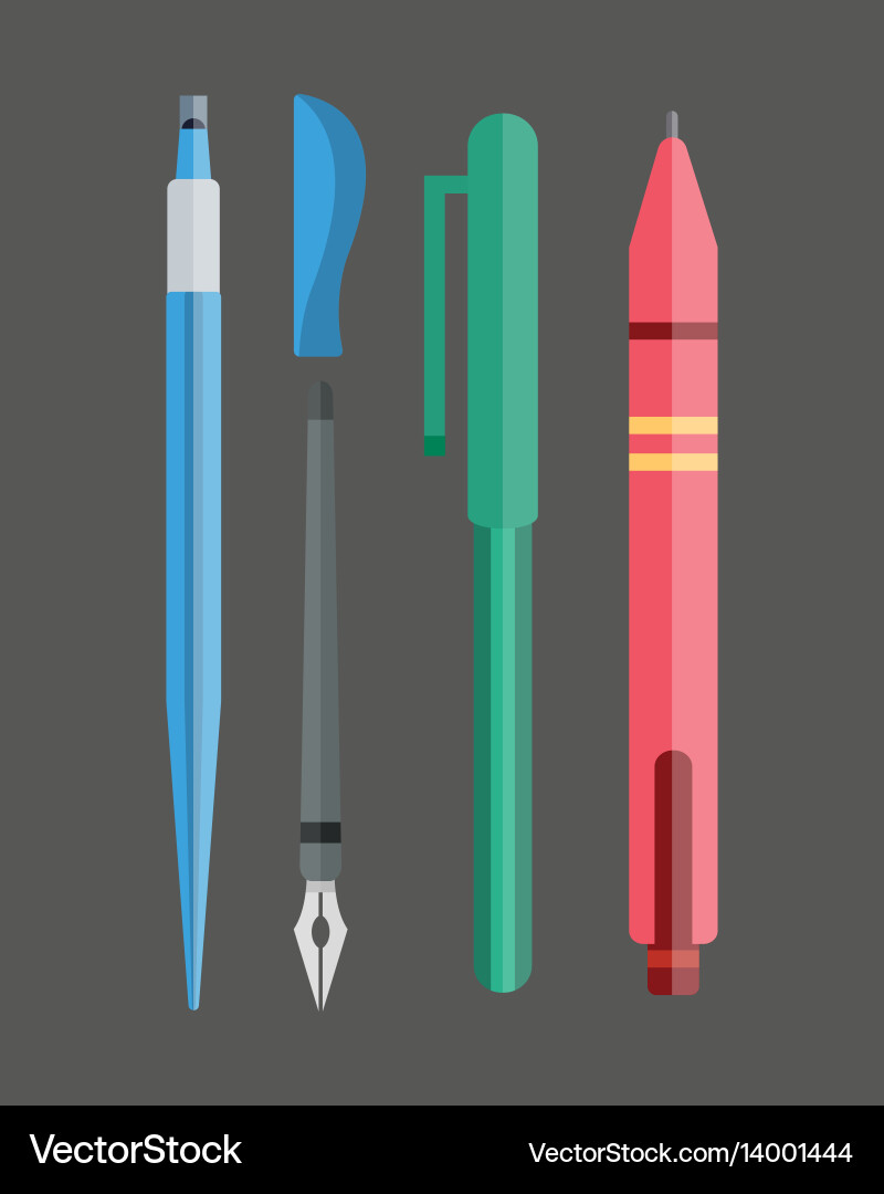 Paint and writing tools collection flat style Vector Image
