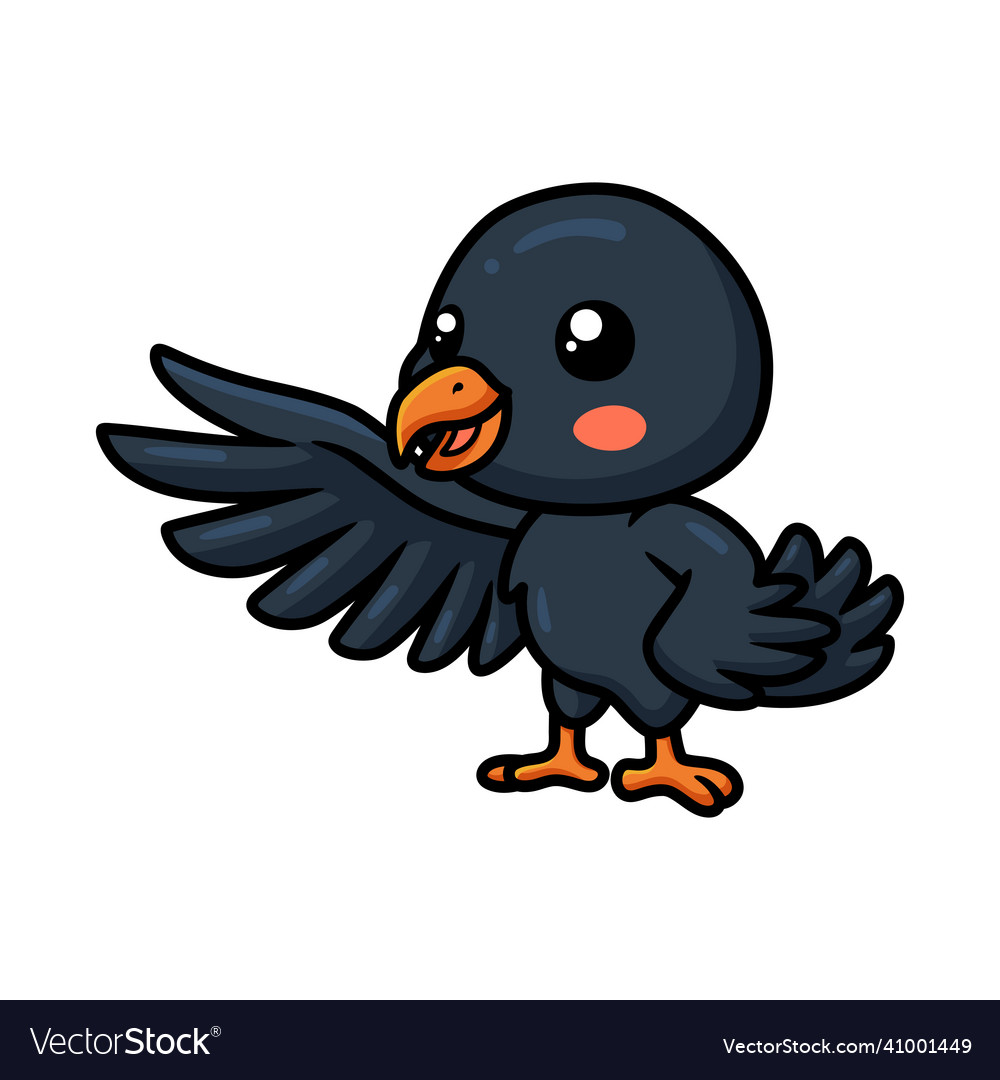 Cute Crow Cartoon
 Cute little crow cartoon standing Royalty Free Vector Image