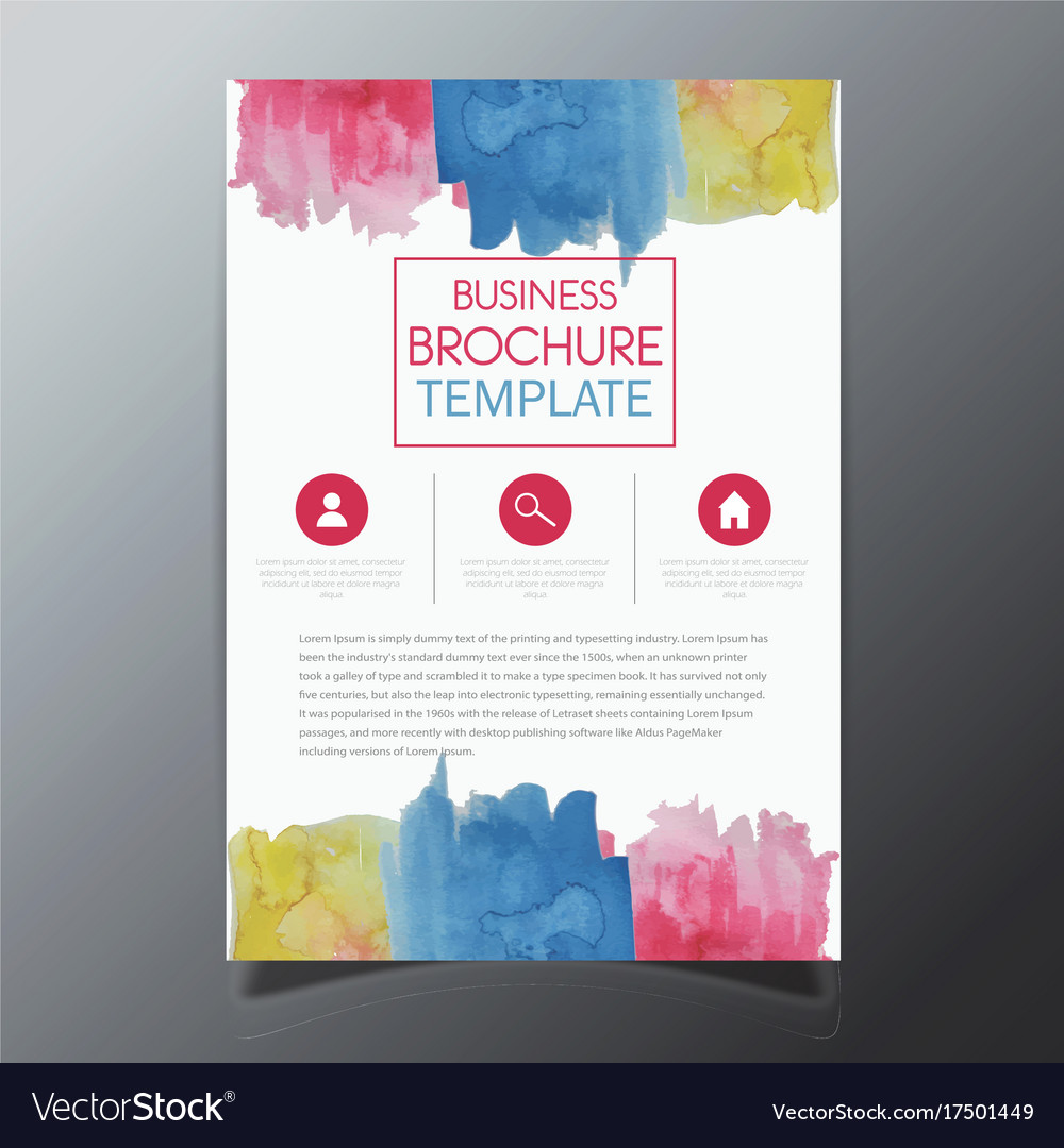 Hand drawn watercolor brochure template design