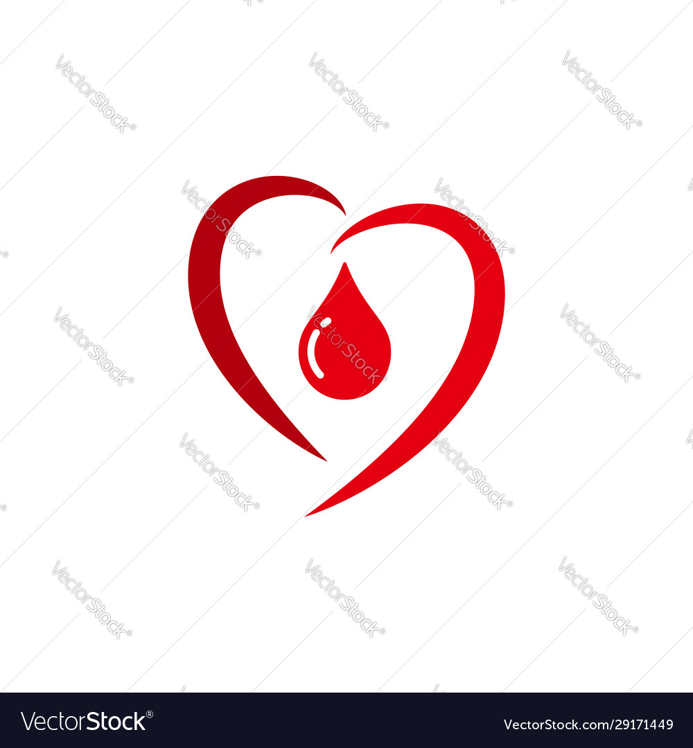 Red Blood Drop Isolated On Heart Shape Royalty Free Vector