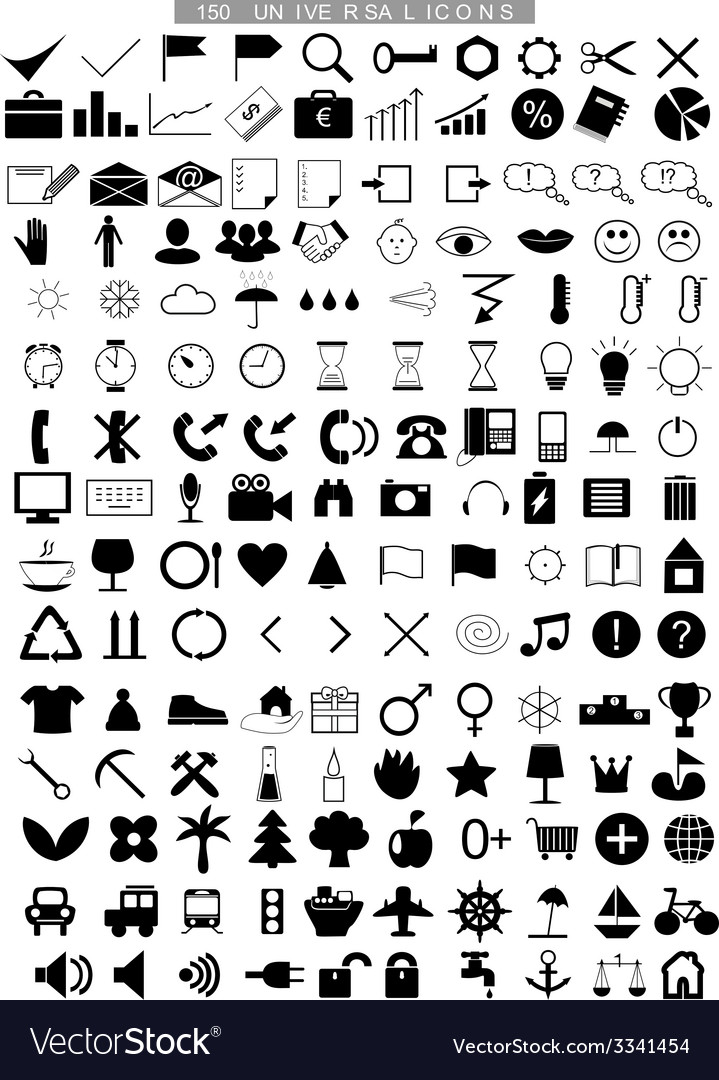 150 universal icons Royalty Free Vector Image - VectorStock