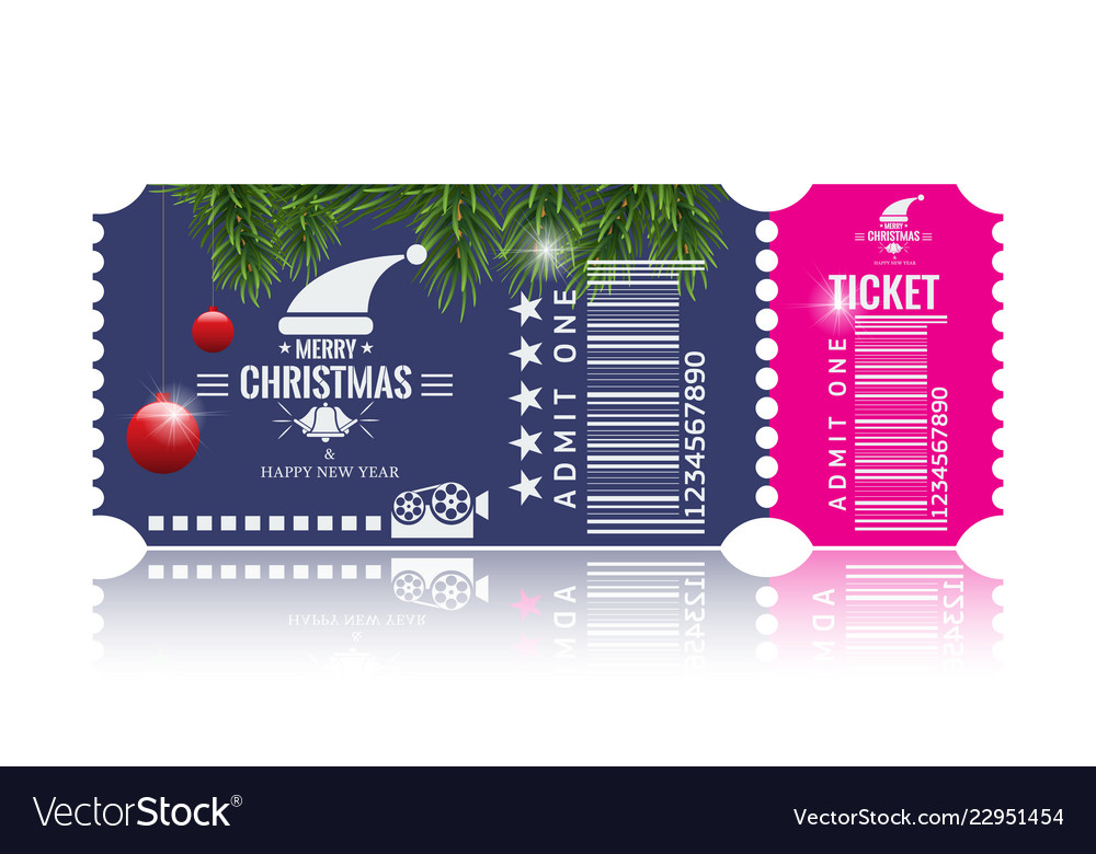 Christmas or new year party ticket card design Vector Image