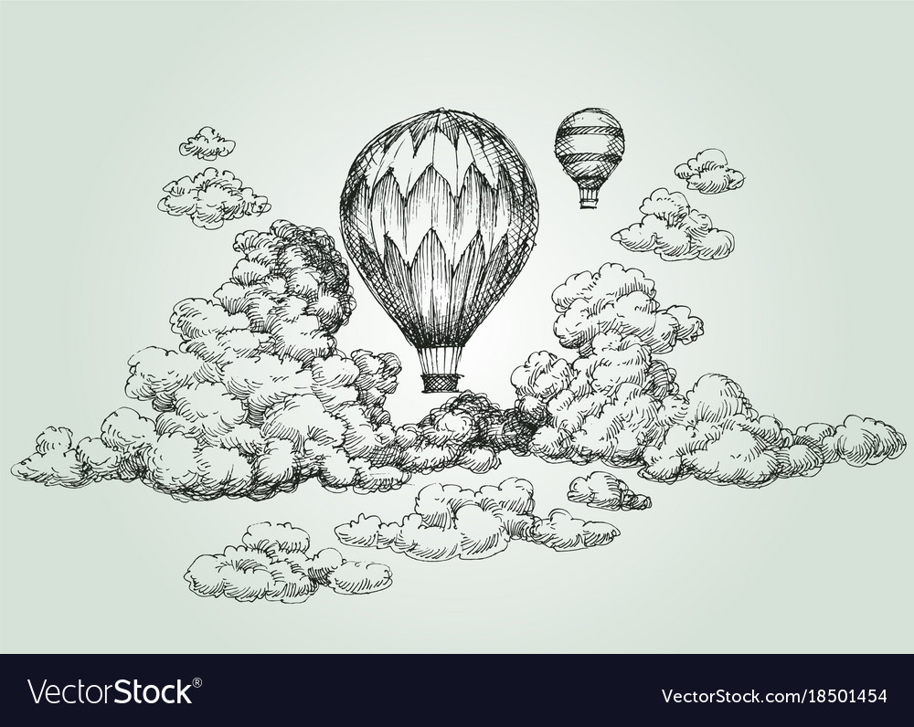 Hot air balloon Drawing, hot air, balloon, flight, flower png | PNGWing