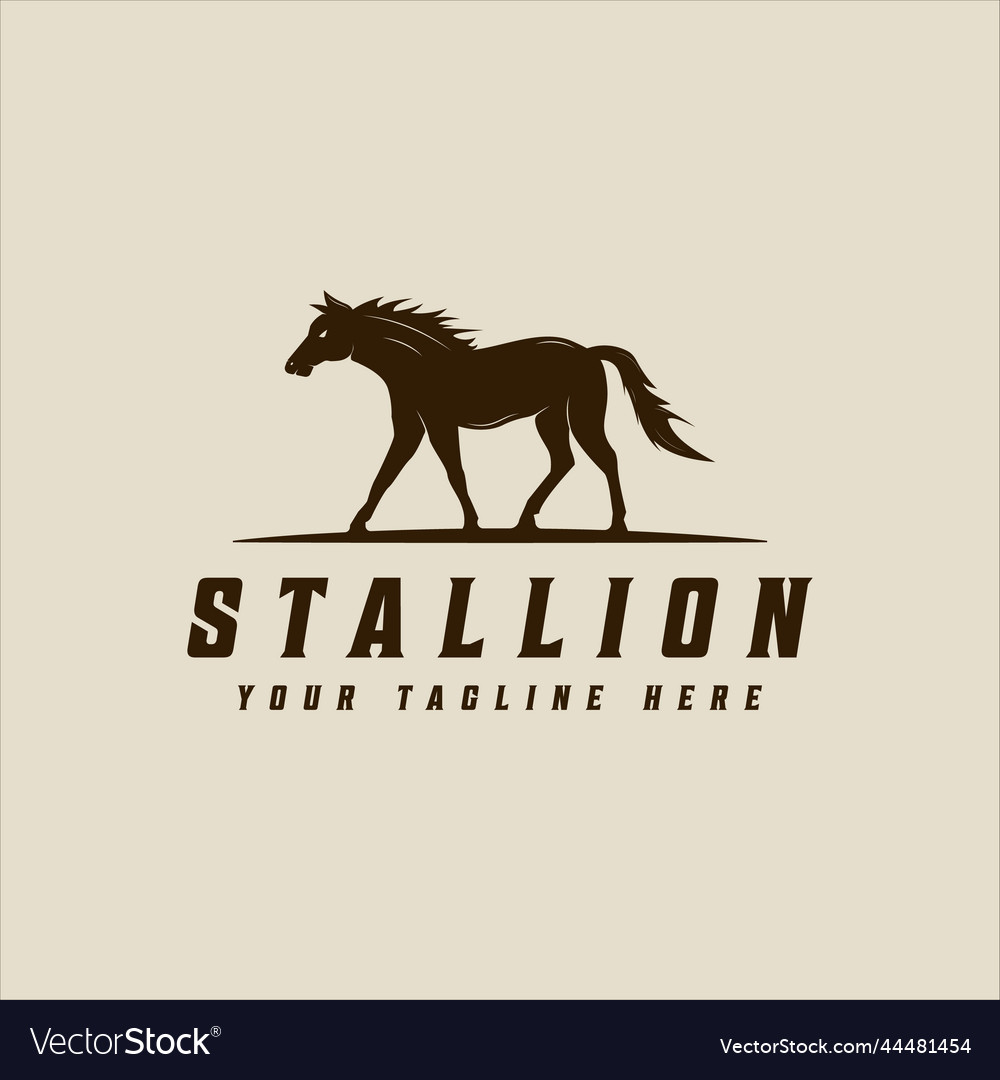 Silhouette horse logo vintage template icon Vector Image