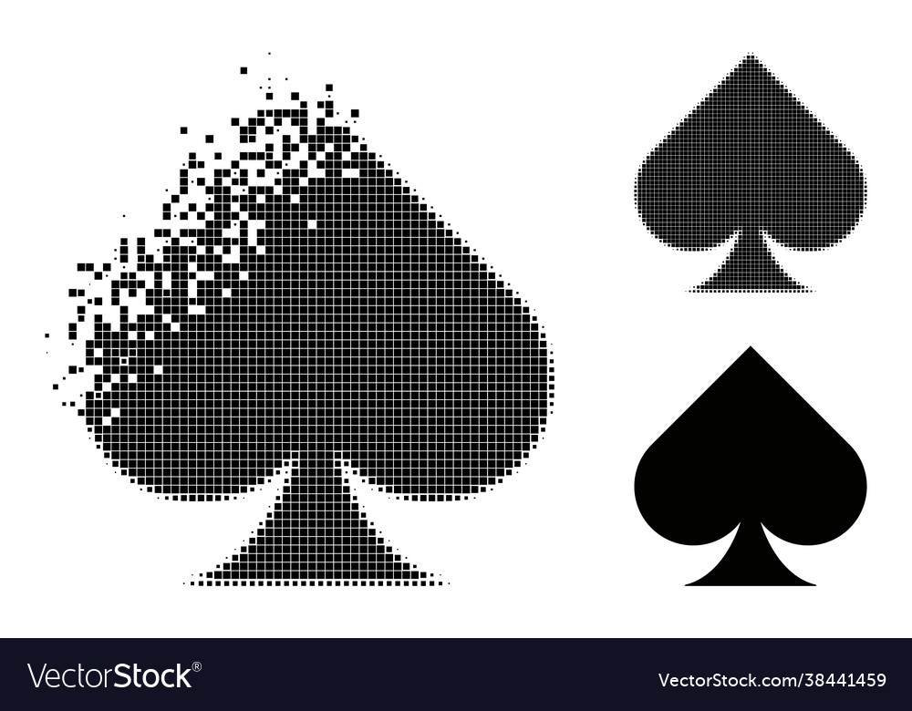 Dissolved dotted playing card spade suit icon Vector Image