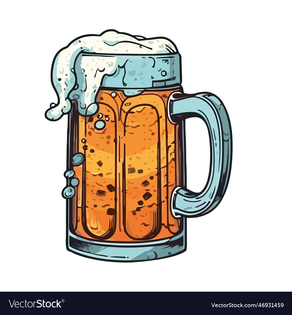 Frothy beer in a pint glass celebration Royalty Free Vector