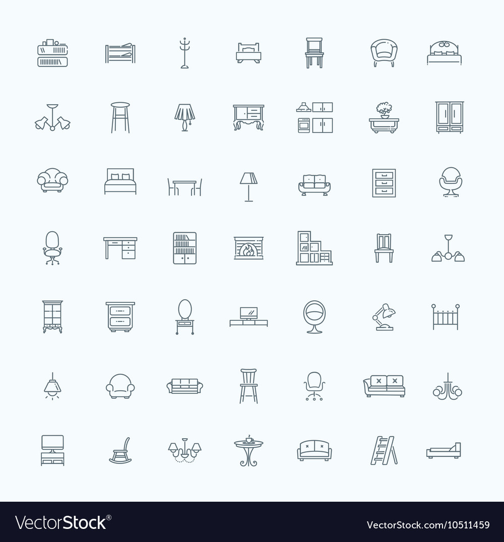 Furniture and home decor icon set