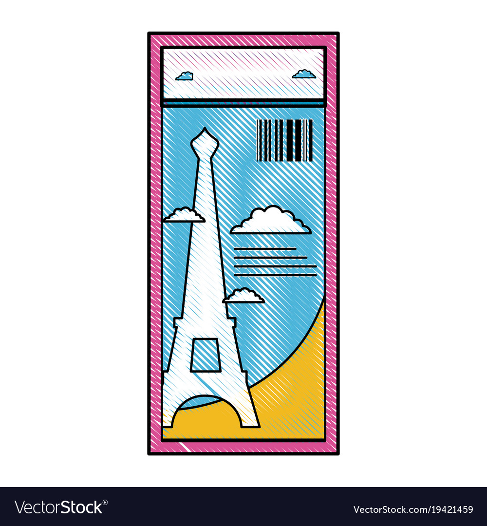 Grated eiffel tower of paris ticket vacation Vector Image