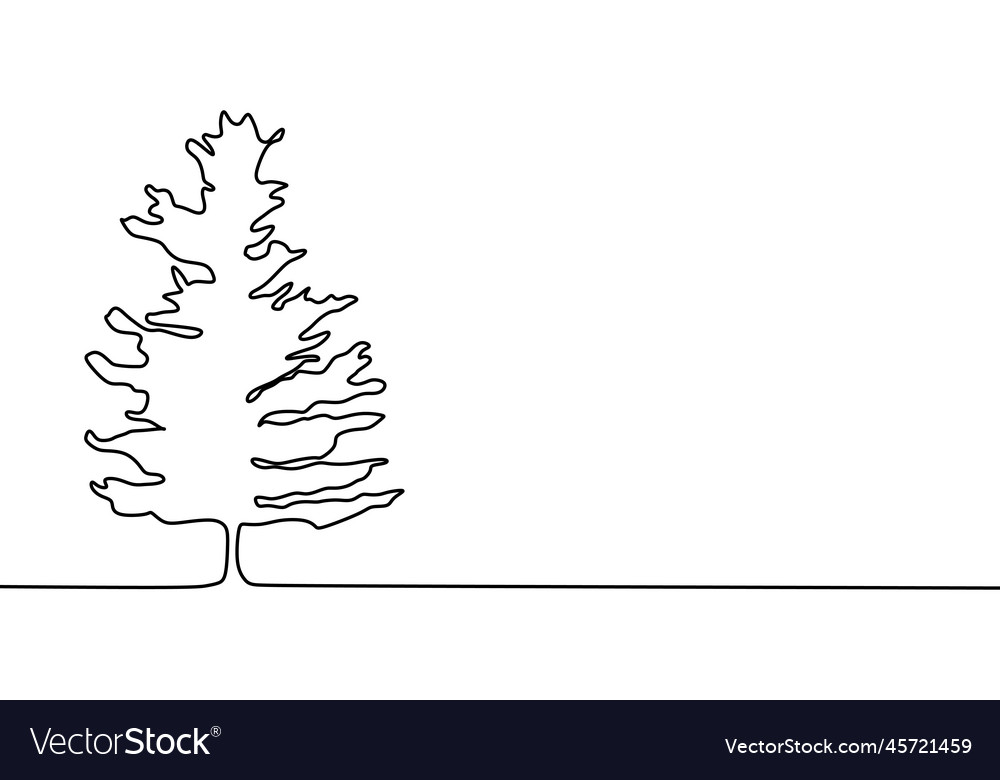 Pine tree continuous one line drawing minimalist Vector Image