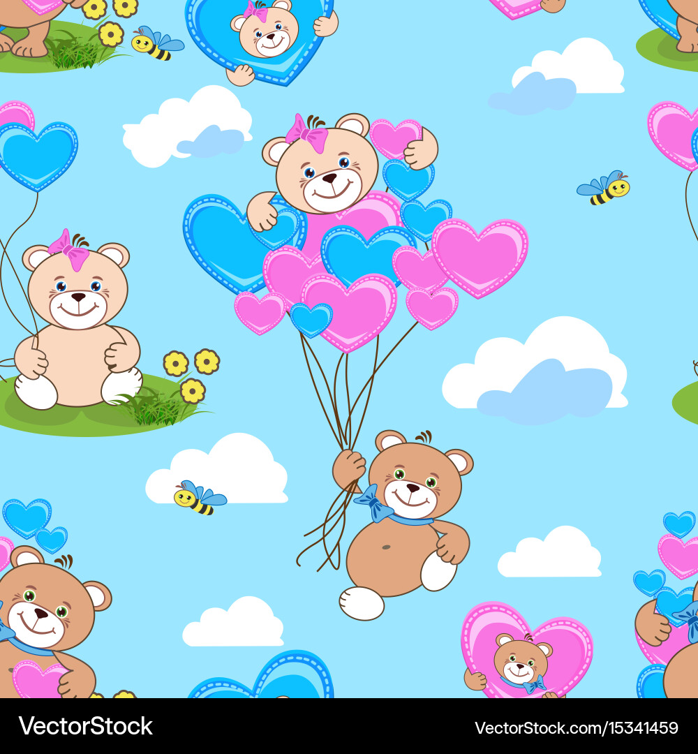 Teddy bears seamless pattern Royalty Free Vector Image