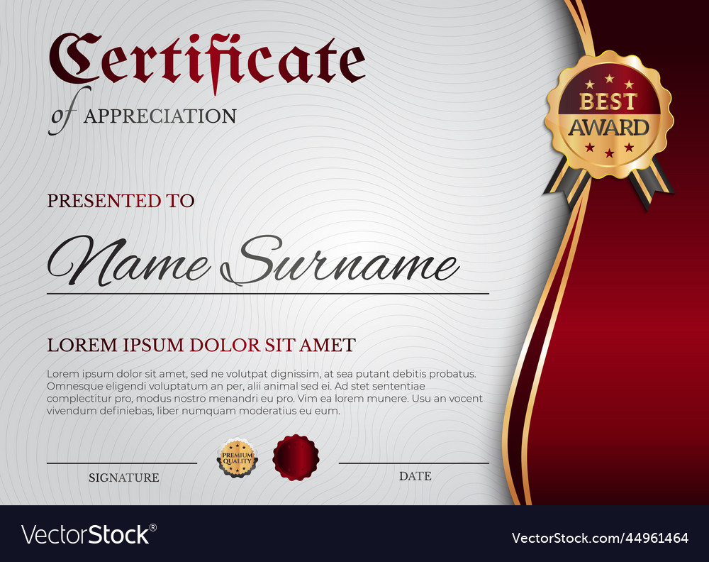 Certificate diploma template in modern red style Vector Image