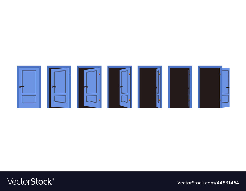 Door opening and closing set stages sequence Vector Image