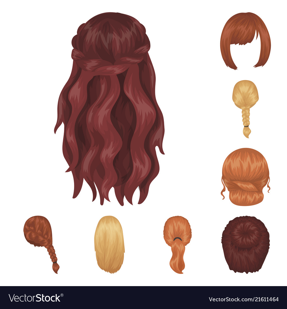 Female hairstyle cartoon icons in set collection Vector Image