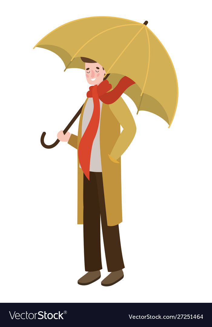 man walking with umbrella