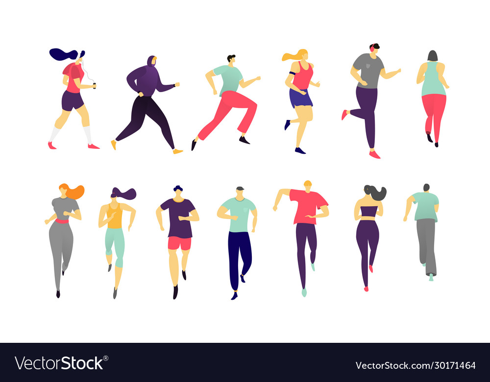 Man women running on sports jogging activity Vector Image