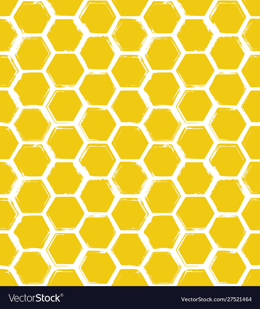 Seamless pattern with hand drawn rough honeycombs Vector Image