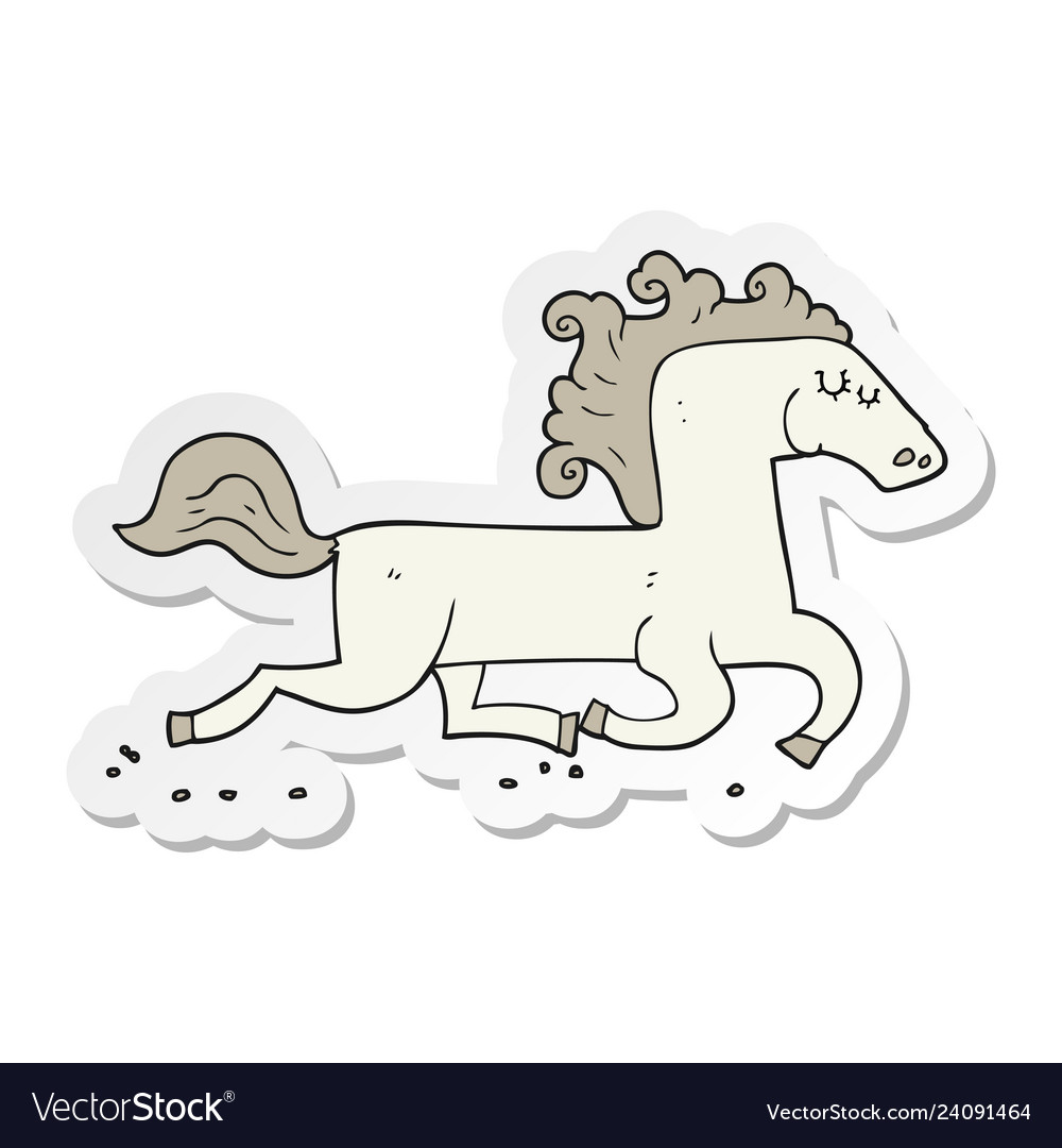 Sticker of a cartoon running horse Royalty Free Vector Image