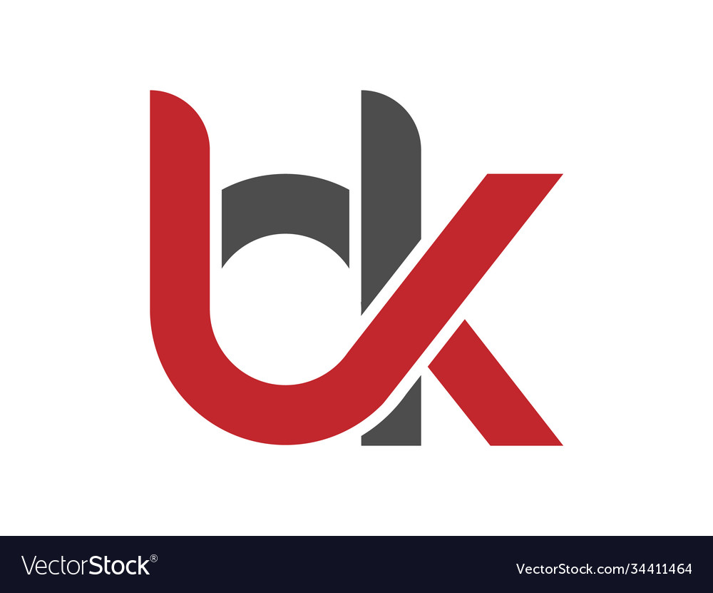 Stylized lowercase letters b and k are linked Vector Image