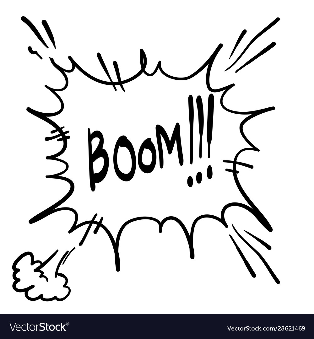 Boom bubble speech hand drawing style doodle Vector Image