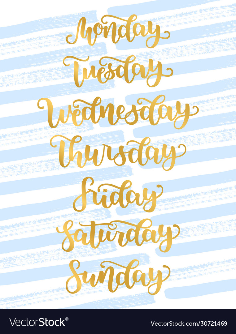 Handwritten Days of Week. Sunday, Monday, Tuesday, Wednesday, Thursday,  Friday, Saturday. Doodle names of weekdays. Calligraphy lettering with  arrows 26118337 Vector Art at Vecteezy