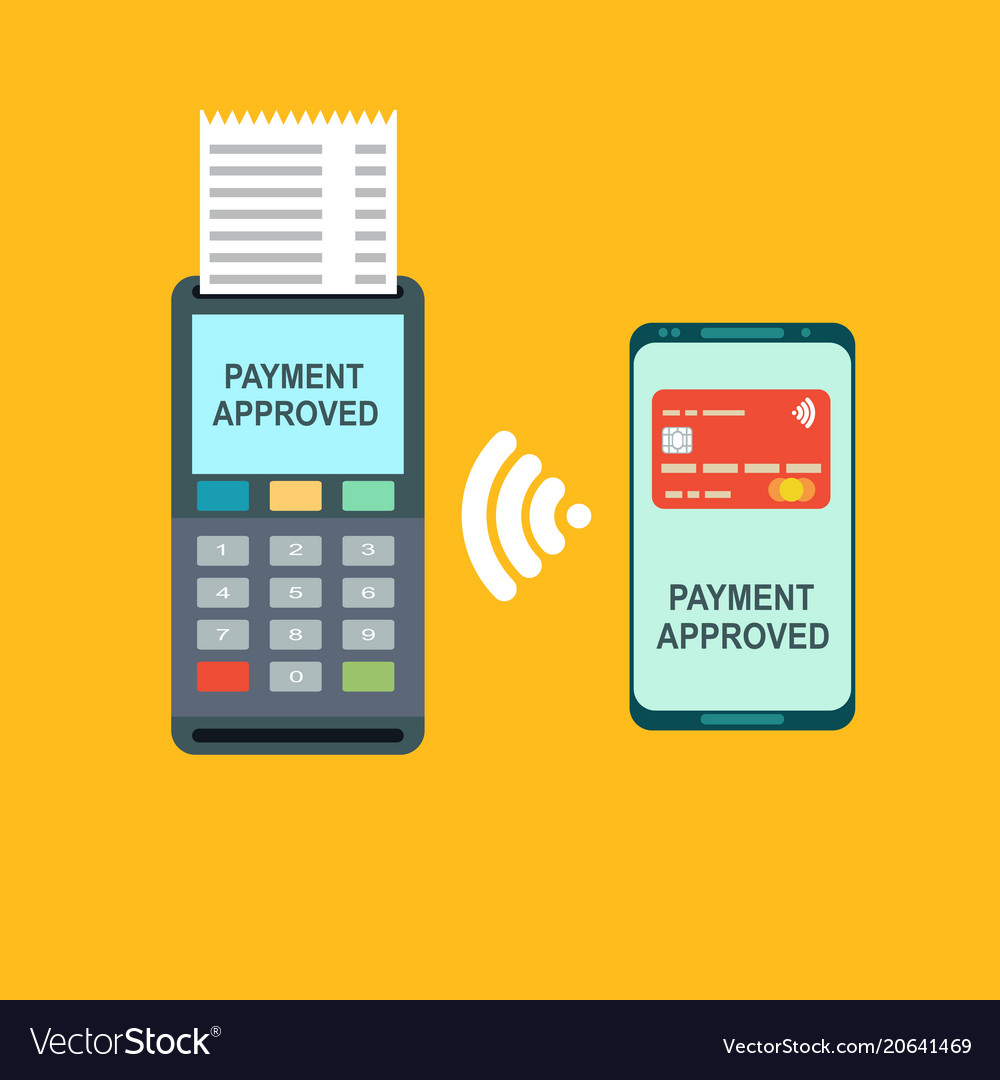 Nfc payment pos terminal confirms Royalty Free Vector Image