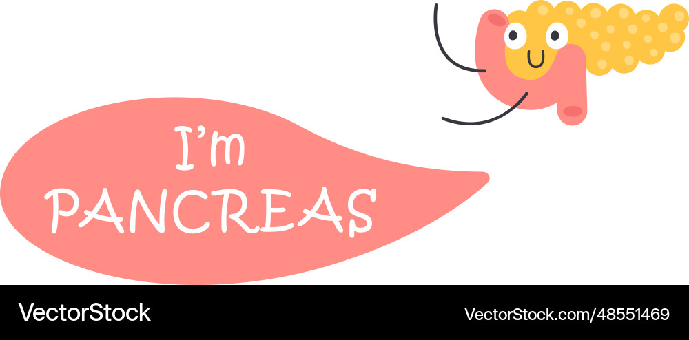 Pancreas organ character Royalty Free Vector Image