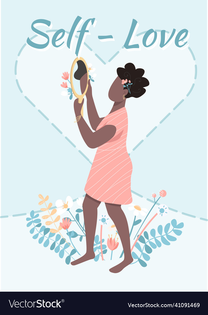 Self love poster flat template Royalty Free Vector Image