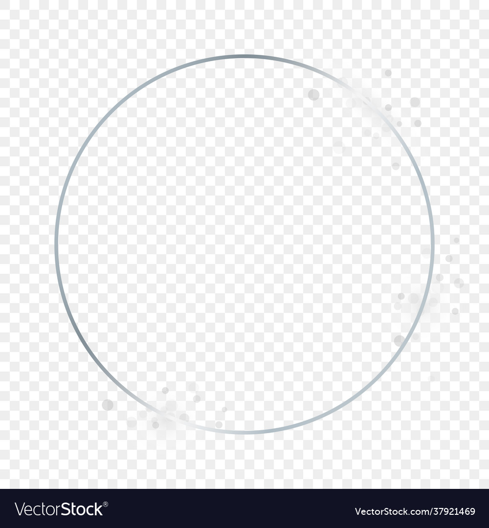 Silver glowing circle frame with sparkles Vector Image