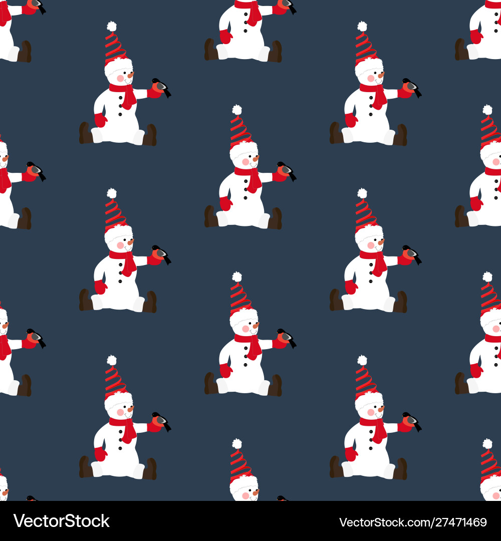 Snowman in christmas costume seamless pattern Vector Image