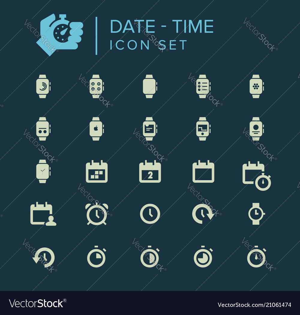 Date And Time Icon Set Royalty Free Vector Image