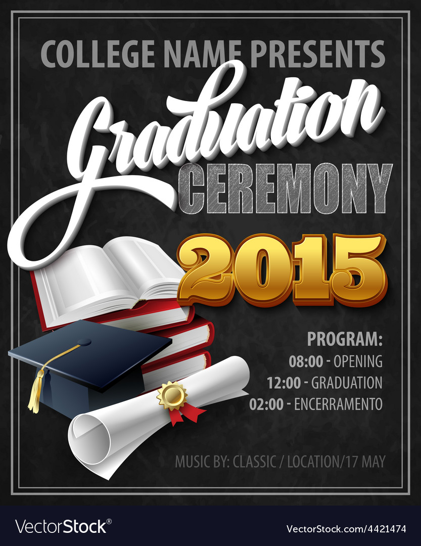 Graduation ceremony poster template Royalty Free Vector