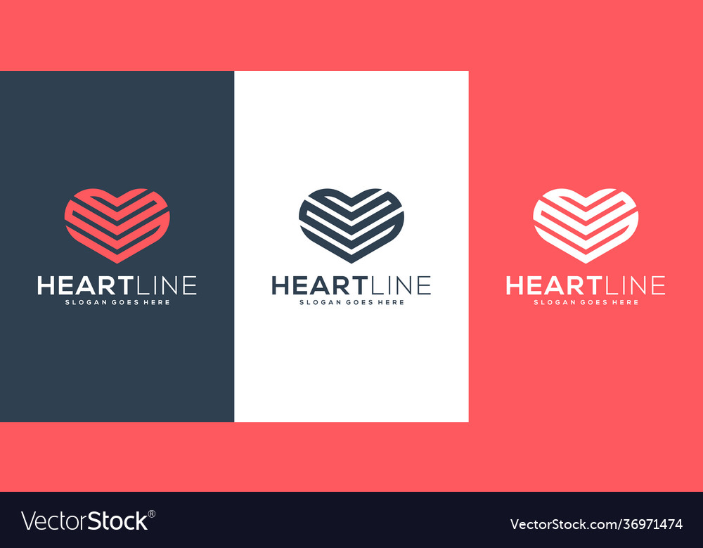 Heart logo design line vector image Heart logo design line