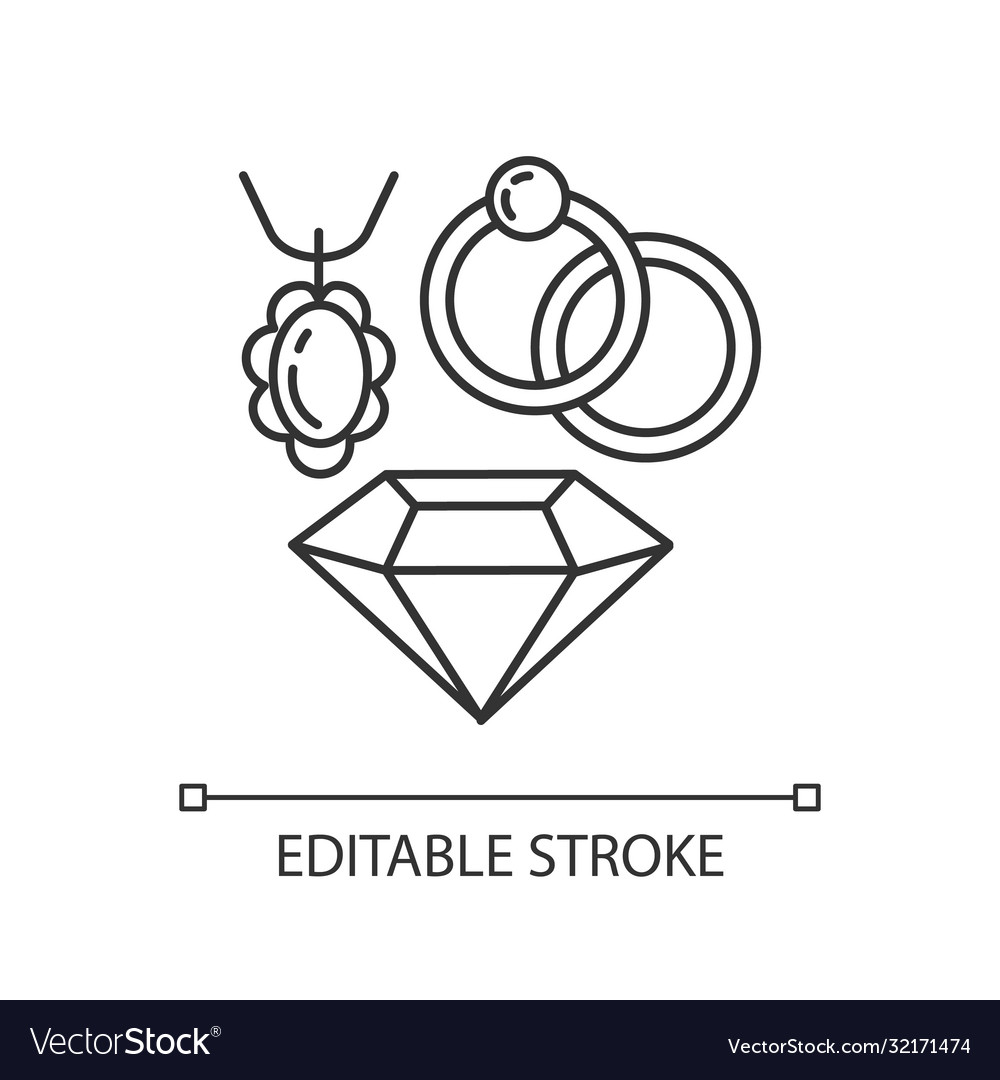 Jewelry pixel perfect linear icon Royalty Free Vector Image